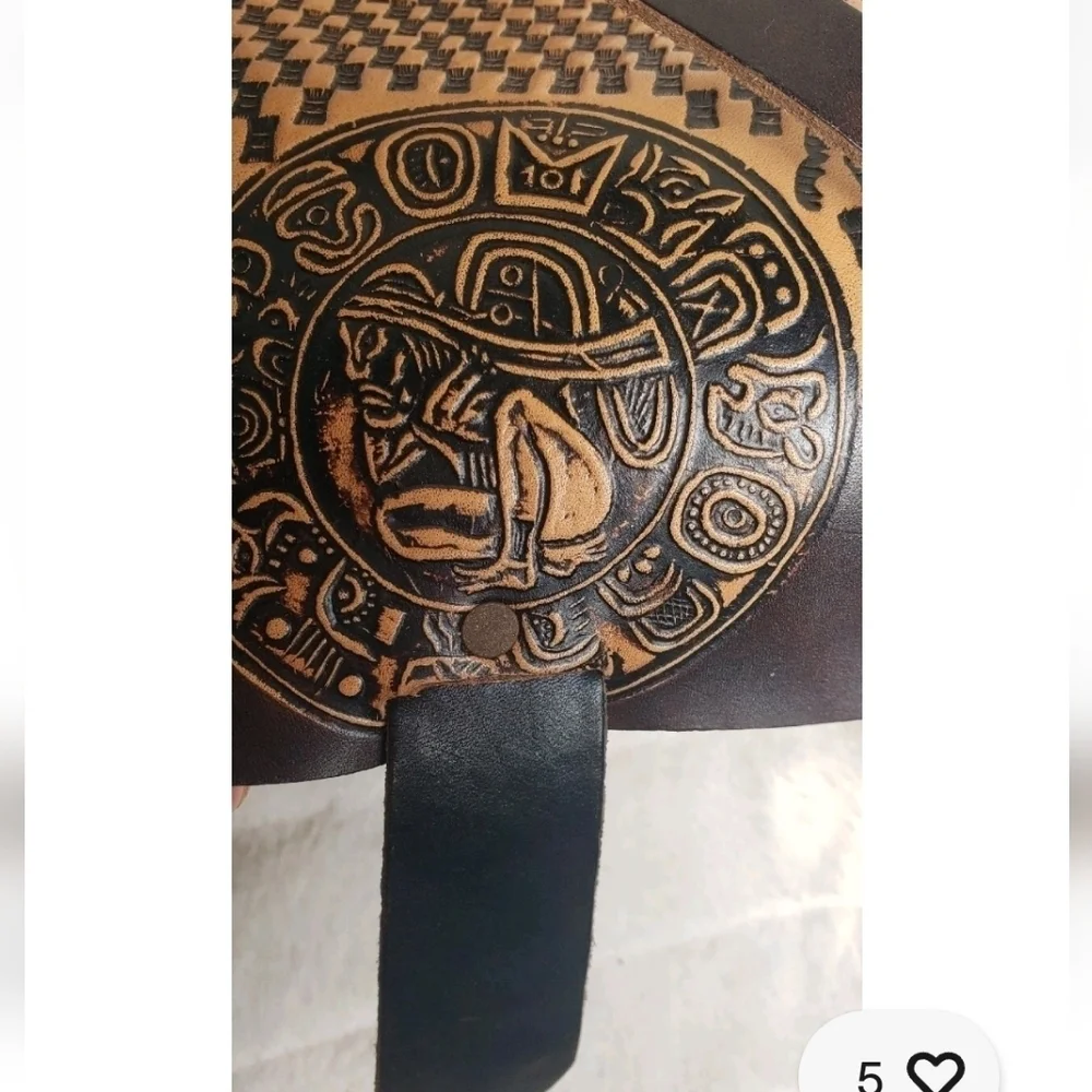 Genuine Leather Hand Tooled Mexican Crossbody Handbag Purse Adjustable Strap